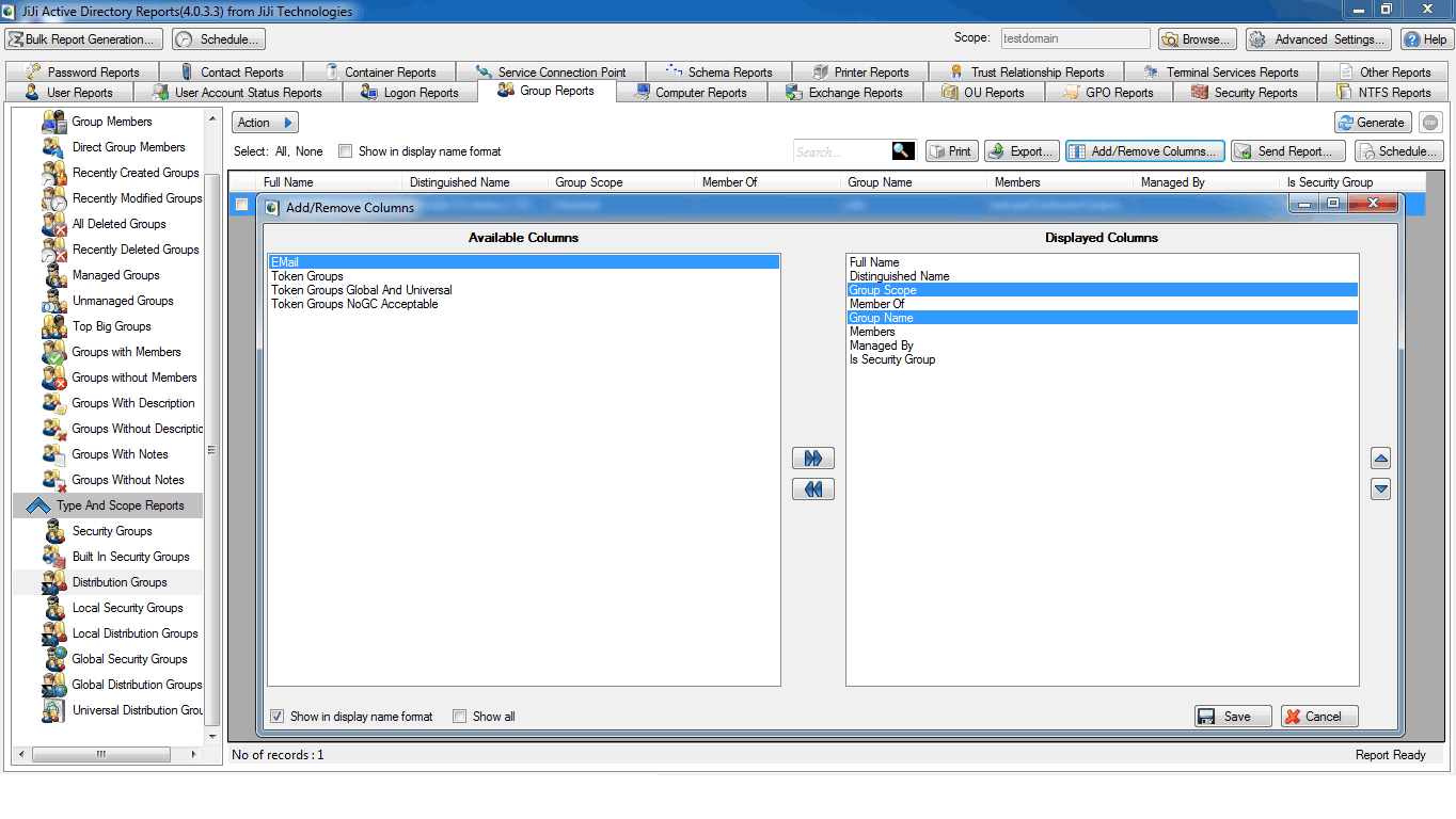 Active Directory Distribution Groups Report